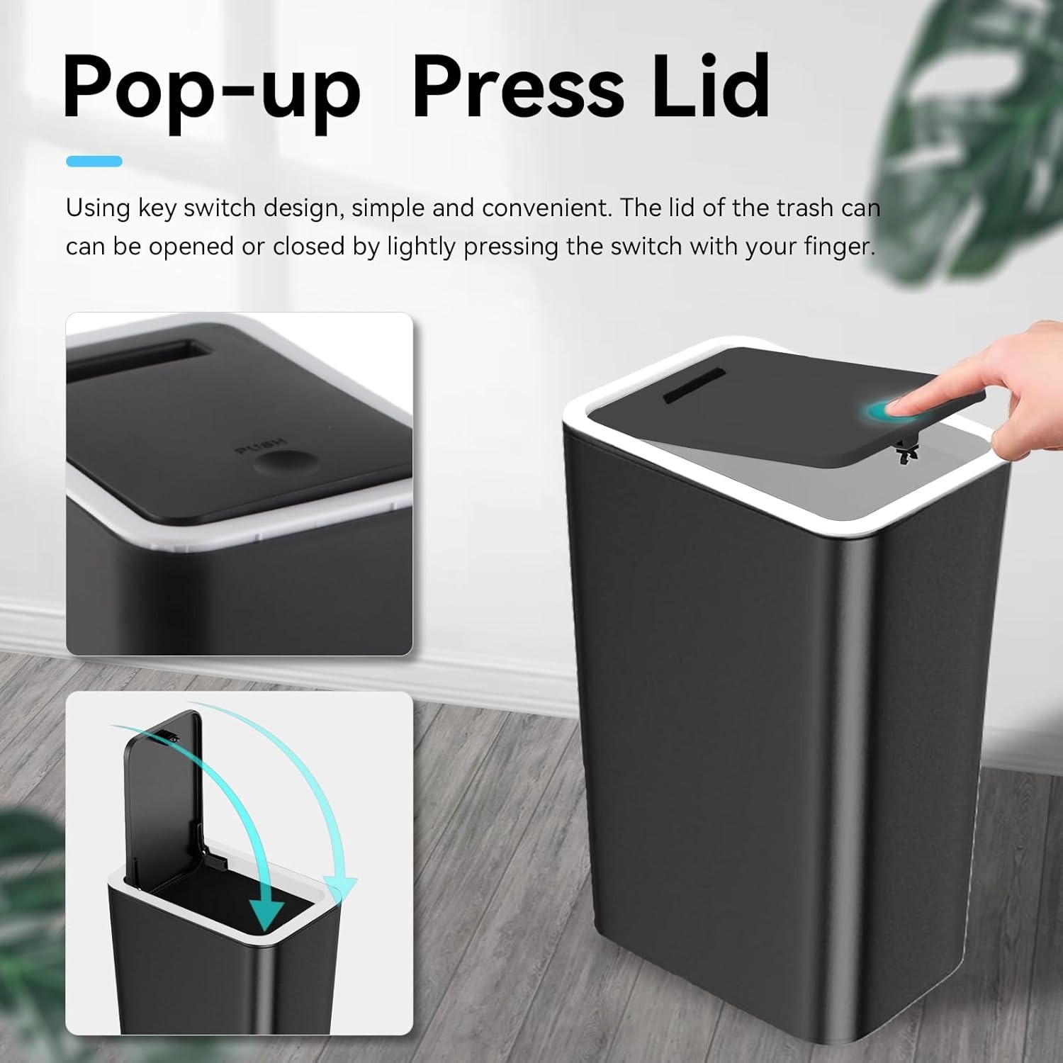 Gambar produk Trevice Tempat Sampah Tekan Press Trash Bin Smooth Opening 15L - T15