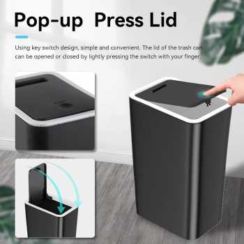 Gambar produk Trevice Tempat Sampah Tekan Press Trash Bin Smooth Opening 15L - T15
