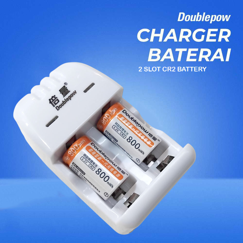 Gambar produk Doublepow Charger Baterai Rechargeable 2 Slot CR2 with CR2 2 PCS - DP-K06