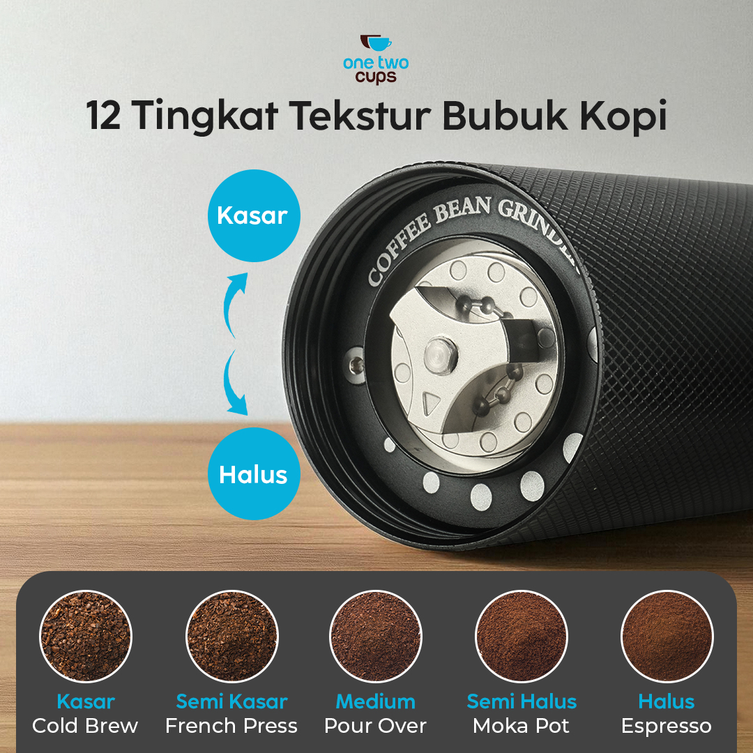 Gambar produk One Two Cups Alat Penggiling Kopi Manual Coffee Grinder Adjustable - KF-15