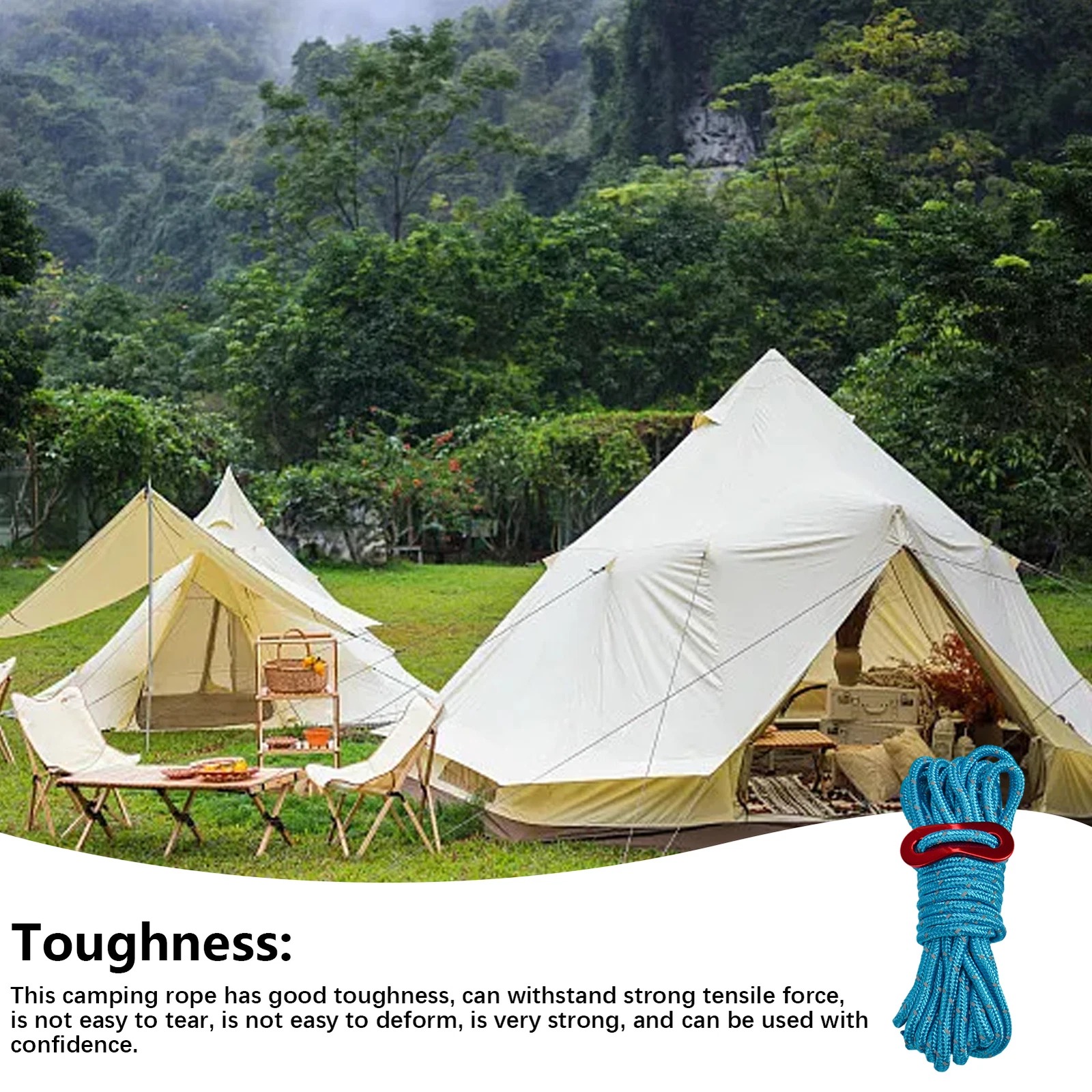 Gambar produk YEAHMAT Tali Paracord Tenda Camping Adventure Windproof 4mmx4M 4 PCS - YG148