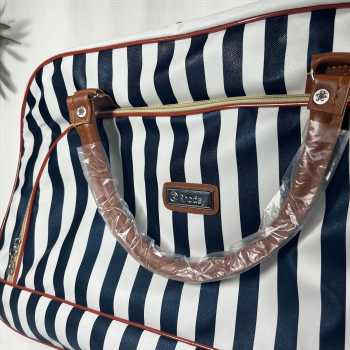Gambar produk Rhodey Tas Travel Jinjing PU Leather Duffle Bag Stripe Model - S01