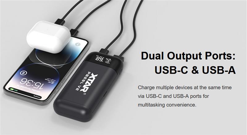 Gambar produk XTAR Charger Baterai 2 Slot 18650 21700 Li-Ion Power Bank LCD Display - PB2SL V2