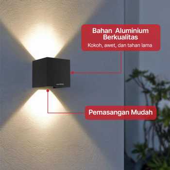 TaffLED Lampu Dinding Hias Outdoor Modern Aluminium 6W Warm White - MSL022 Gambar produk TaffLED Lampu Dinding Hias Outdoor Modern Aluminium 6W Warm White - MSL022