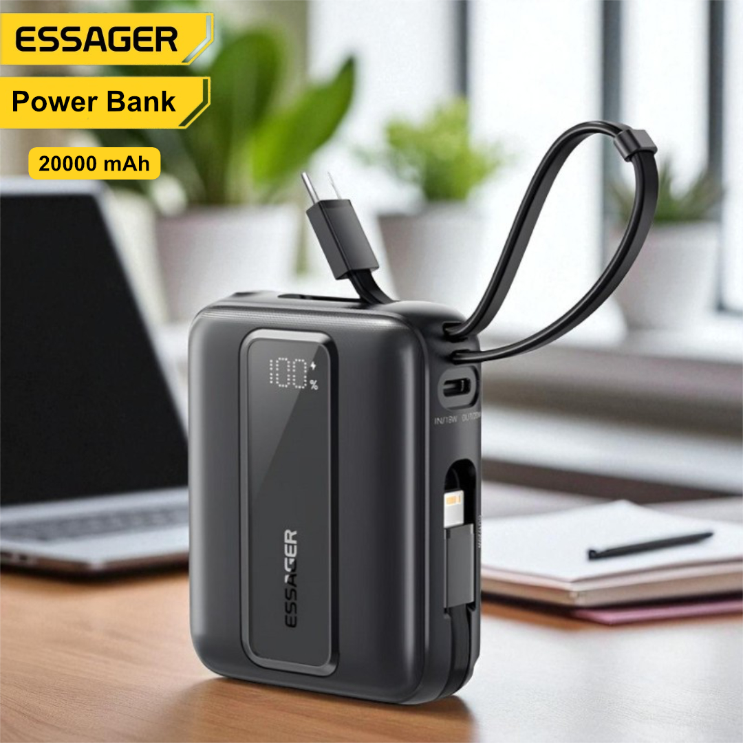 Gambar produk Essager Power Bank Digital Display USB C Builtin Cable 22.5W 20000mAh - ES-D024