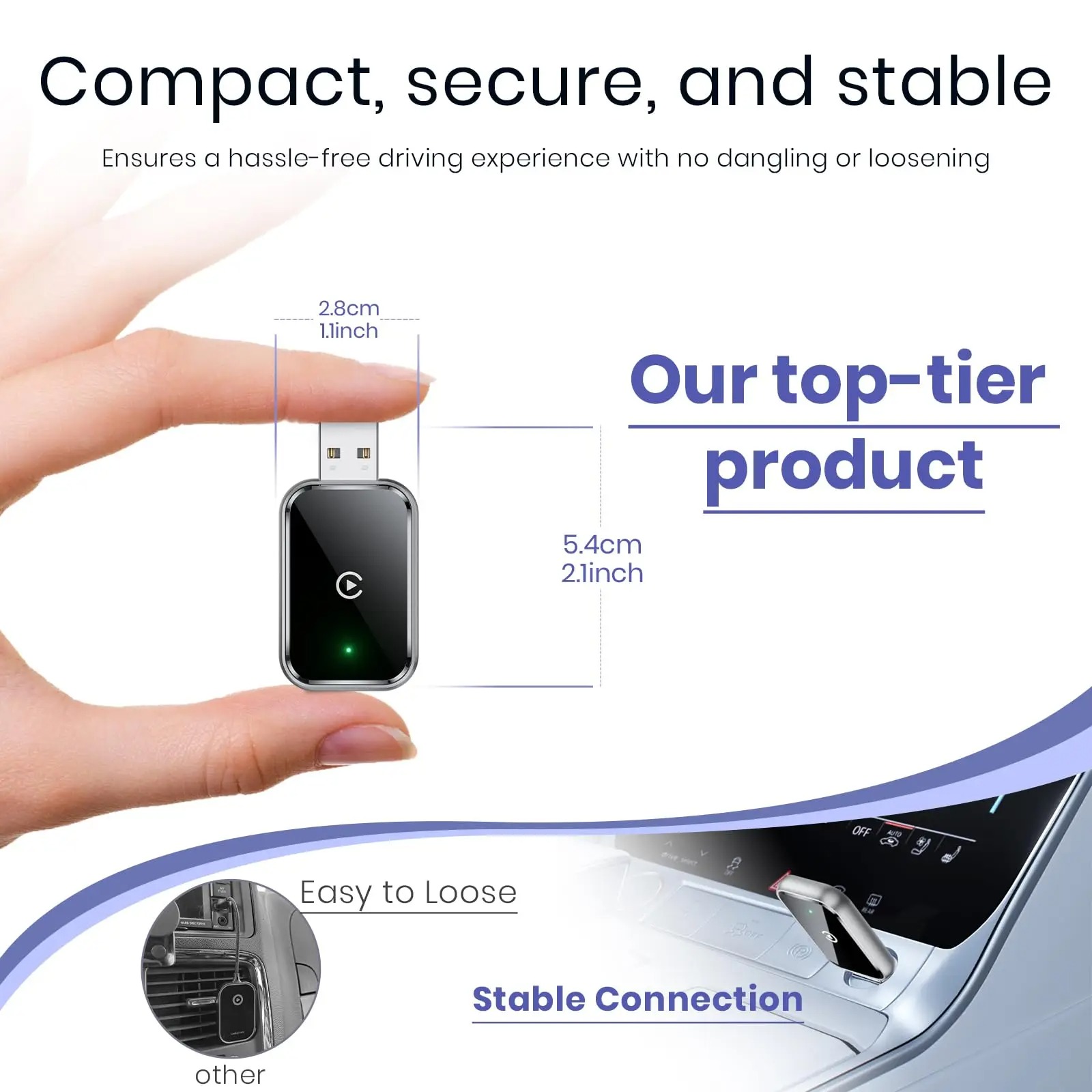 Gambar produk TiKUTKU Wireless Apple CarPlay Adapter USB Dongle Bluetooth 5.3 - OT101