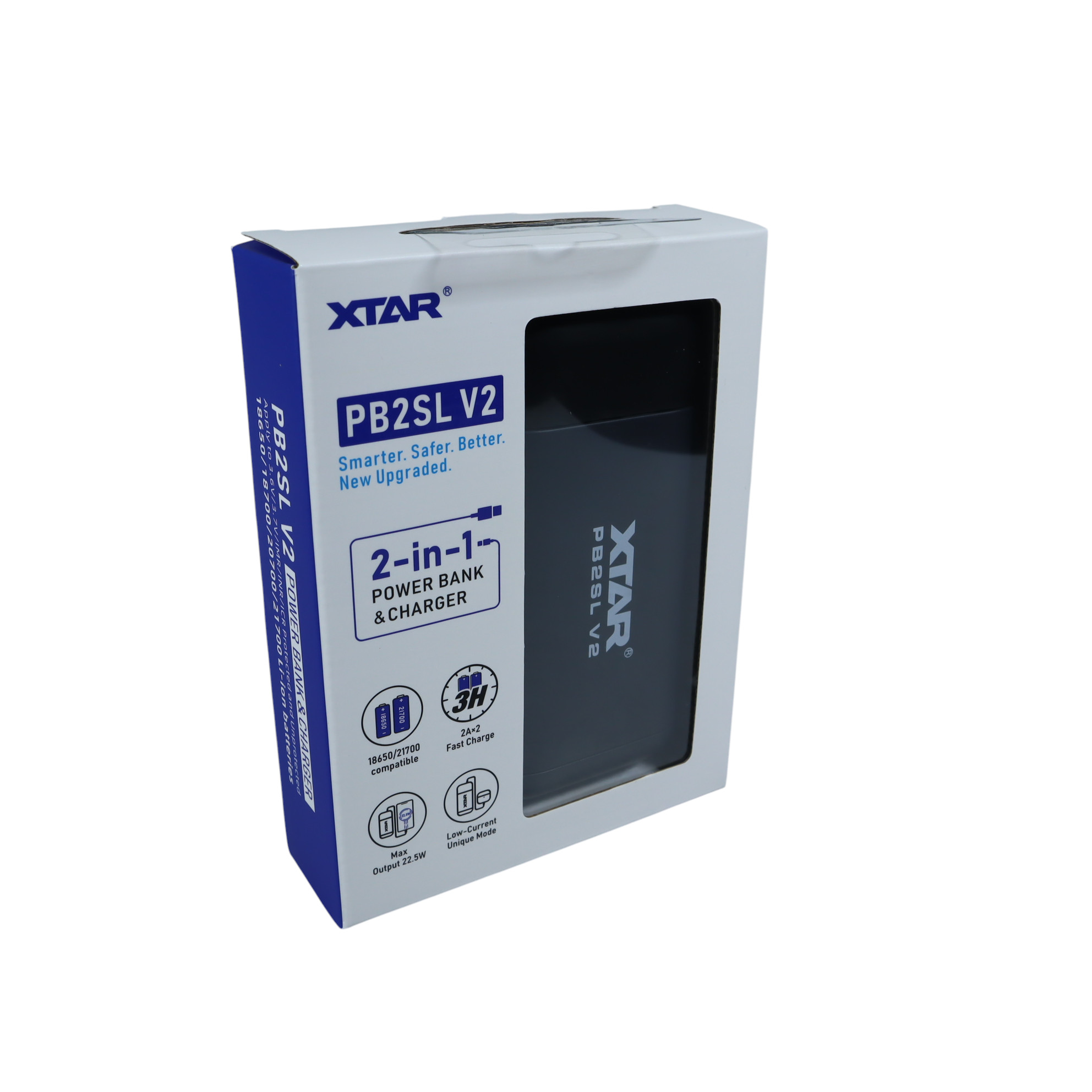 Gambar produk XTAR Charger Baterai 2 Slot 18650 21700 Li-Ion Power Bank LCD Display - PB2SL V2