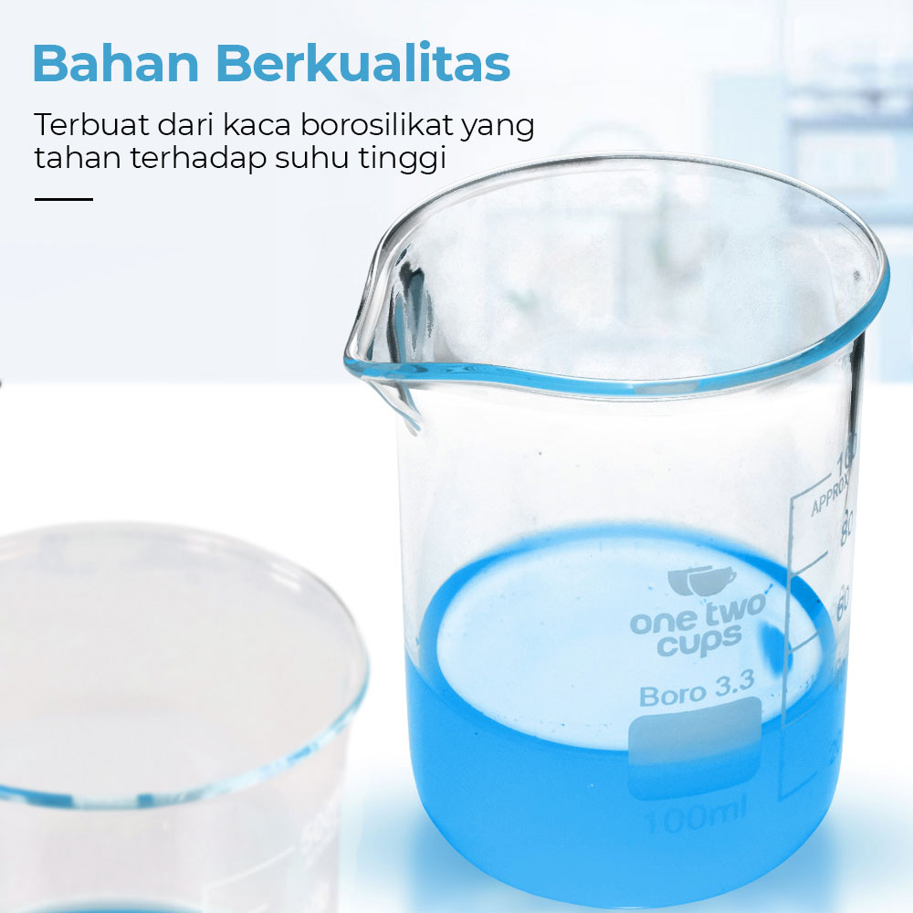 Gambar produk One Two Cups Gelas Ukur Lab Kimia Multifungsi Borosilicate Glass 100ml - GG-17