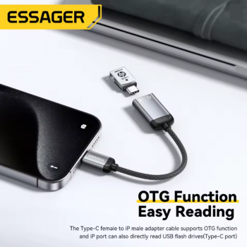 Gambar produk ESSAGER Kabel Adapter Audio OTG USB Type C to Lightning 15cm - EYPTL-LT0G-P
