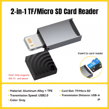 ESSAGER Card Reader 2in1 Lightning OTG USB 2.0 MicroSD - ES-DK02
