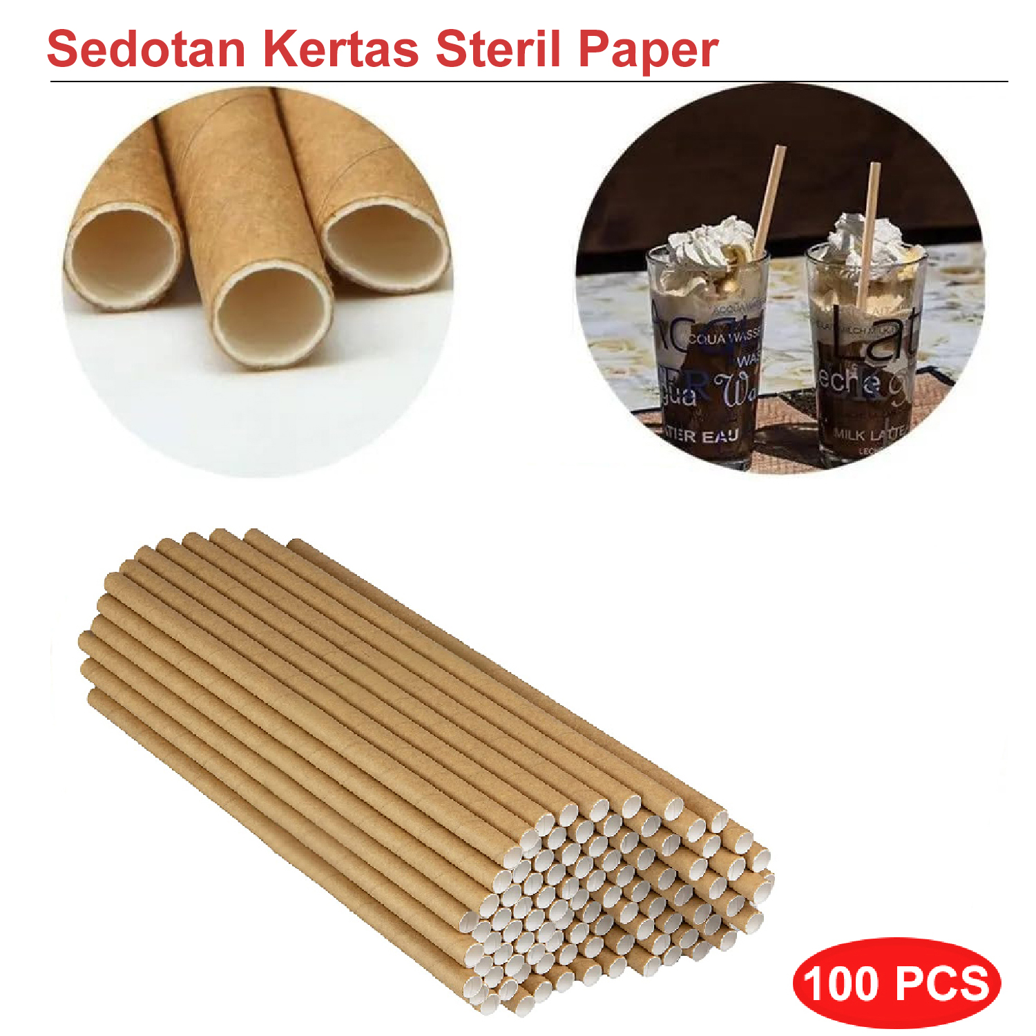 Gambar produk ETRSUNTECH Sedotan Kertas Bungkus Eco Paper Straw 6x197mm 100 PCS - QW95