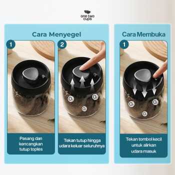 Gambar produk One Two Cups Toples Kaca Penyimpanan Biji Kopi Vacuum Sealed Lid 1.8L - SE41