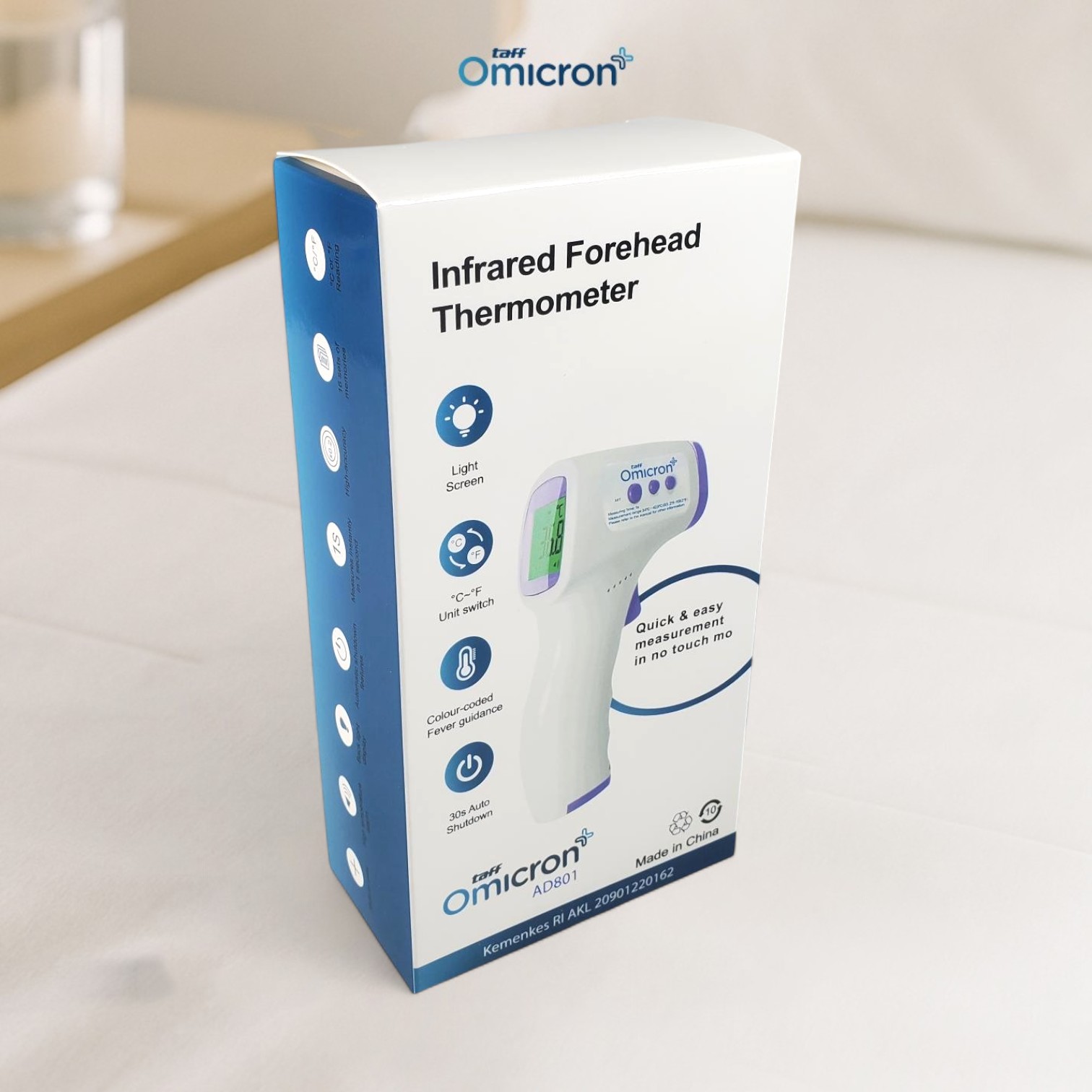 Gambar produk TaffOmicron Termometer Suhu Badan Digital Thermogun Infrared Memory - AD801