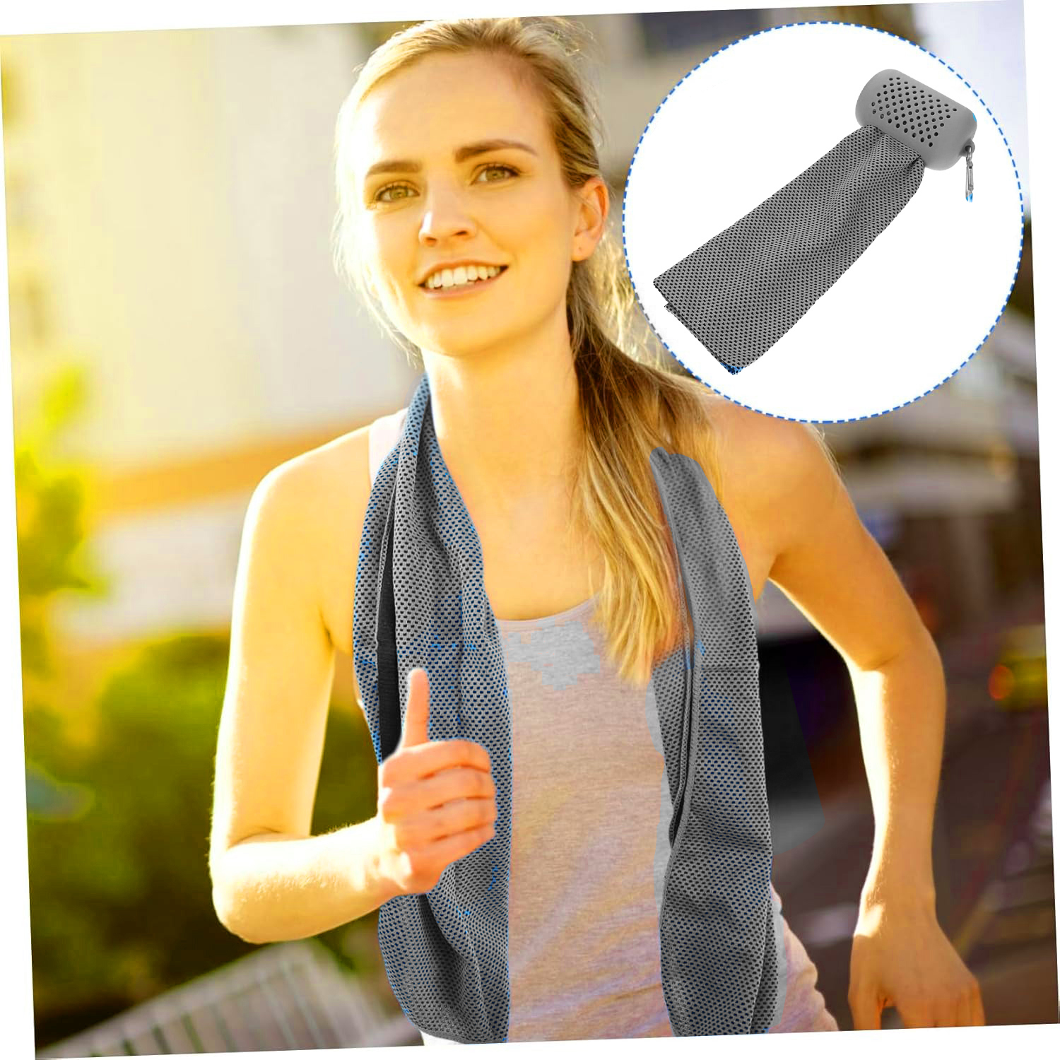 Gambar produk ASOLID Handuk Microfiber Quick Dry Cooling Ice Towel Silicon Case Sedang - AS13