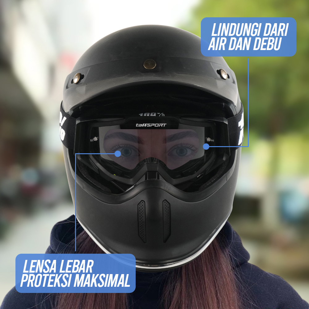 Gambar produk TaffSPORT Kacamata Helm Motor Goggles UV400 Protection Windproof Clear - UV400