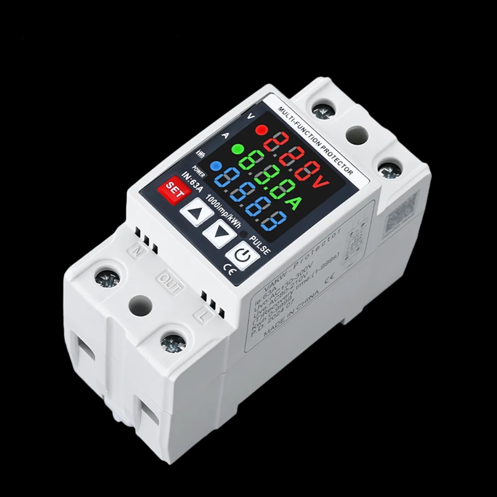 Gambar produk Gaqqee MCB Digital Din Rail Over Voltage Current Protector 63A 230V - A37T