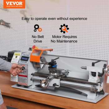 Gambar produk VEVOR Mesin Bubut Mini Lathe Beads Woodworking 2500RPM 450mm 1250W - MX-S450