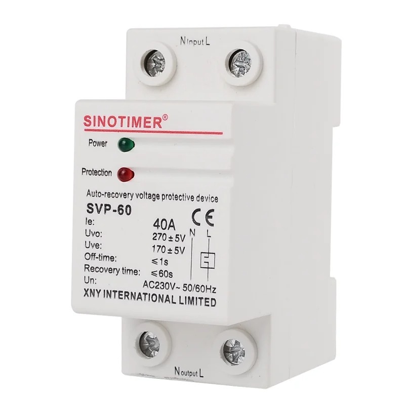 Gambar produk USMETER Din Rail Over Voltage Current Protector Auto Recovery 40A 230V - SVP-60