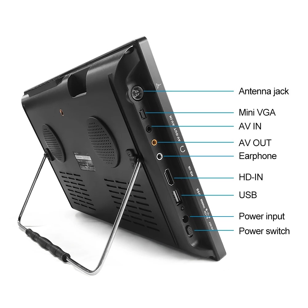 Gambar produk TRAVOR TV Digital Portable DVB-T2 TFT LED HD 13.3 Inch 1200mAh 18W - D13