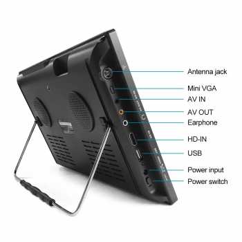 Gambar produk TRAVOR TV Digital Portable DVB-T2 TFT LED HD 13.3 Inch 1200mAh 18W - D13