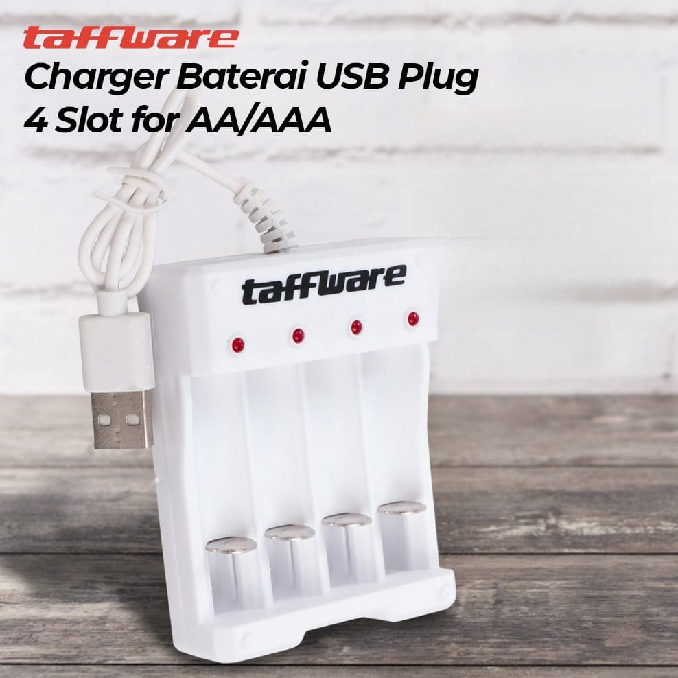 Gambar produk Taffware Charger Baterai 4 Slot AA AAA Ni-MH Ni-CD USB Plug - B-04