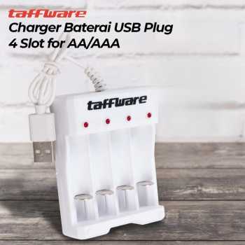 Taffware Charger Baterai 4 Slot AA AAA Ni-MH Ni-CD USB Plug - B-04