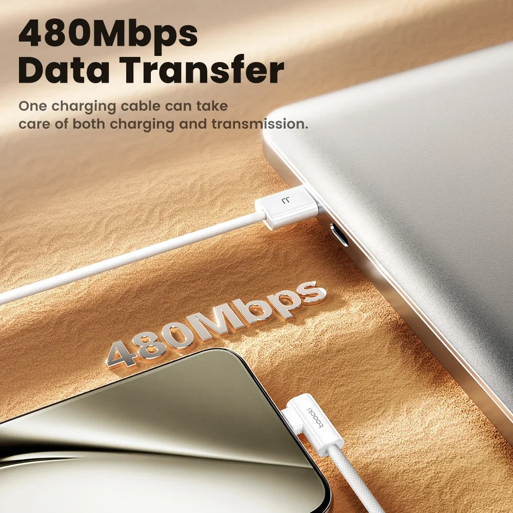 Gambar produk Toocki Kabel Data USB Type C Fast Charging L-Shape Braided 100W 6A 1M
