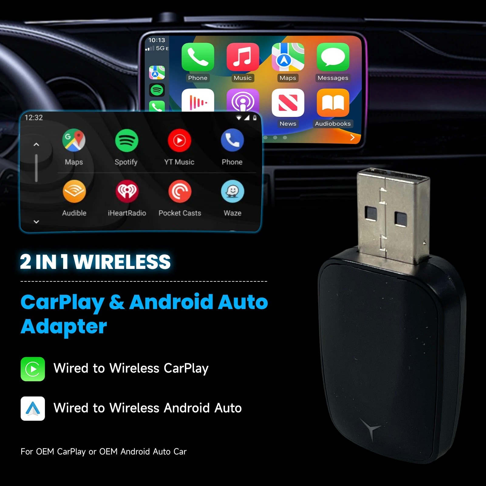 SPEDAL Wireless CarPlay Adapter USB Dongle Android Auto Bluetooth - OT110 Gambar produk SPEDAL Wireless CarPlay Adapter USB Dongle Android Auto Bluetooth - OT110
