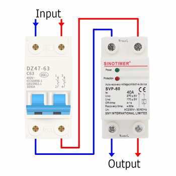 Gambar produk USMETER Din Rail Over Voltage Current Protector Auto Recovery 40A 230V - SVP-60