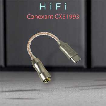 ALAC Kabel USB Type C ke 3.5mm Adaptor HiFi DAC Conexant CX31993 Chip - CX-PRO