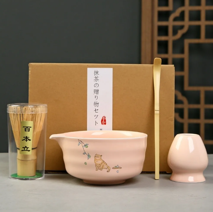 Gambar produk JINGOO Matcha Set Kit Chawan Chasen Stand Chashaku Ceramic 500ml 4 PCS - CZ4
