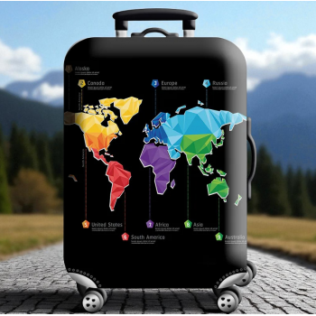 Gambar produk TravGuard Sarung Koper Elastis Polyester Spandex Suitcase Cover M Intercontinental Map - H-22