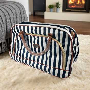 Gambar produk Rhodey Tas Travel Jinjing PU Leather Duffle Bag Stripe Model - S01