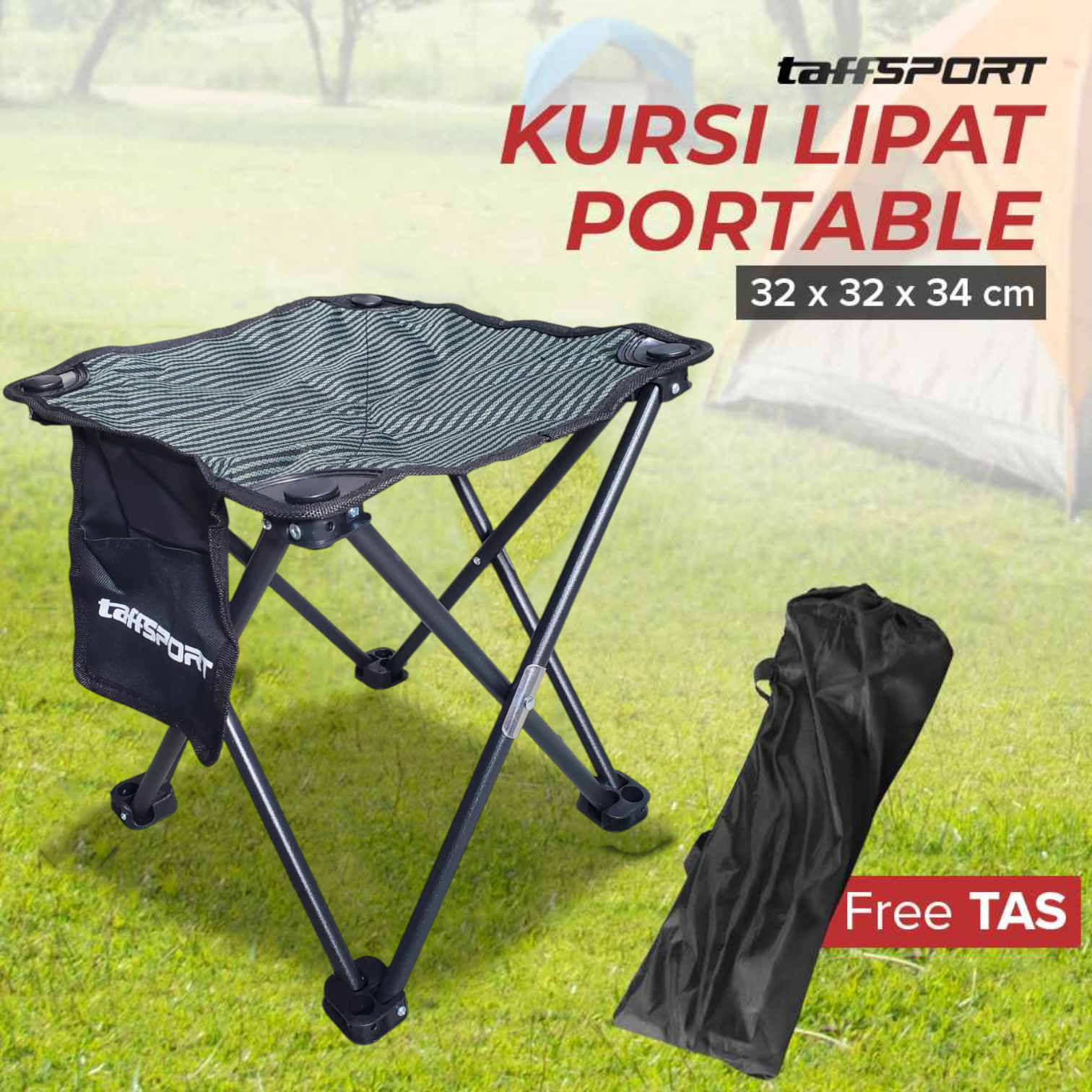 Gambar produk TaffSPORT Kursi Lipat Outdoor Mancing Portable Oxford Folding Chair - A149