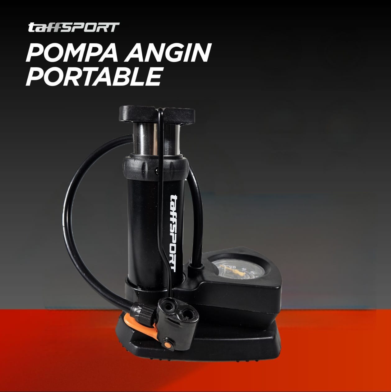 Gambar produk TaffSPORT Pompa Angin Sepeda Portable Pump 160 PSI with Gauge - XT402