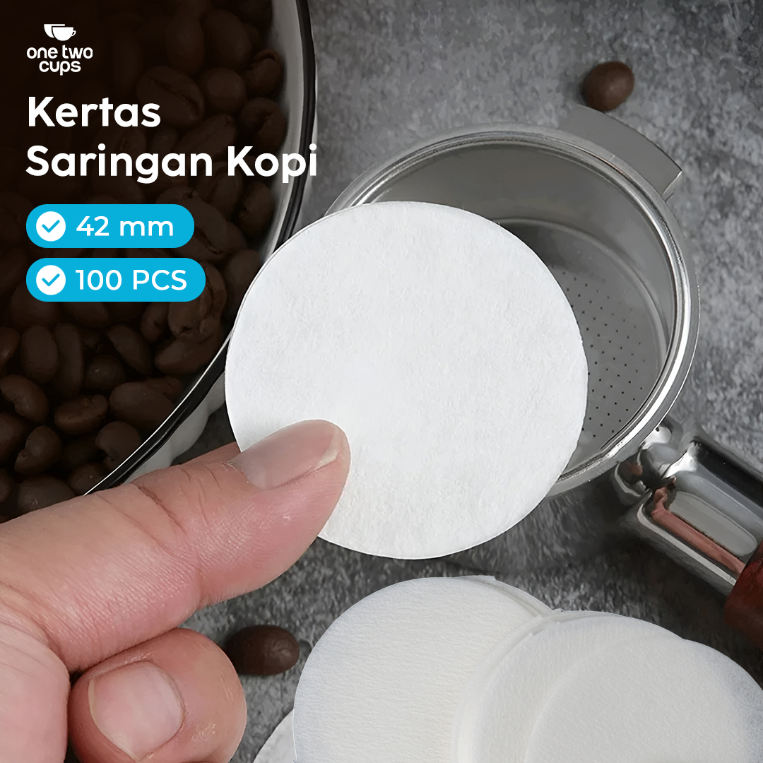 Gambar produk One Two Cups Kertas Saringan Kopi Coffee Filter Paper Moka Pot 100 PCS 42mm - OJ-1