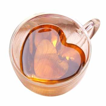 Gambar produk One Two Cups Cangkir Kopi Kaca Tahan Panas Double Wall Love Cup 140ml - CV2103l