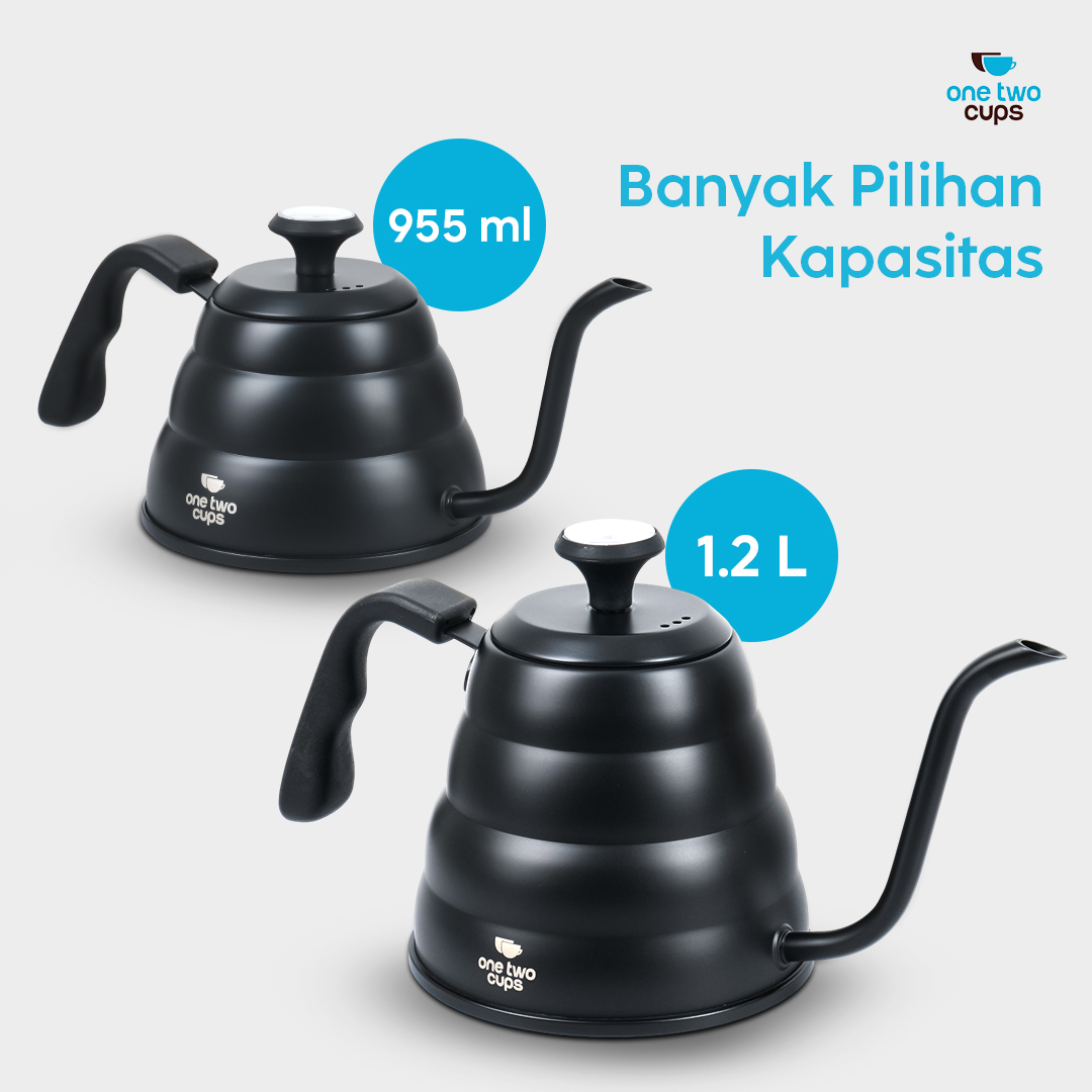Gambar produk One Two Cups Teko Kopi Leher Angsa Pour Over Drip Kettle Thermometer 1.2L - KE4012
