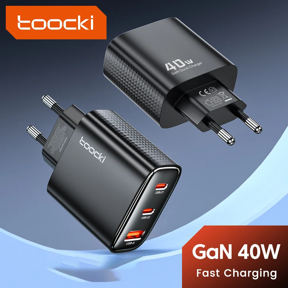 Gambar produk Toocki Kepala Charger Fast Charging GaN Multi Port USB Type C 40W - TCT40-22EU