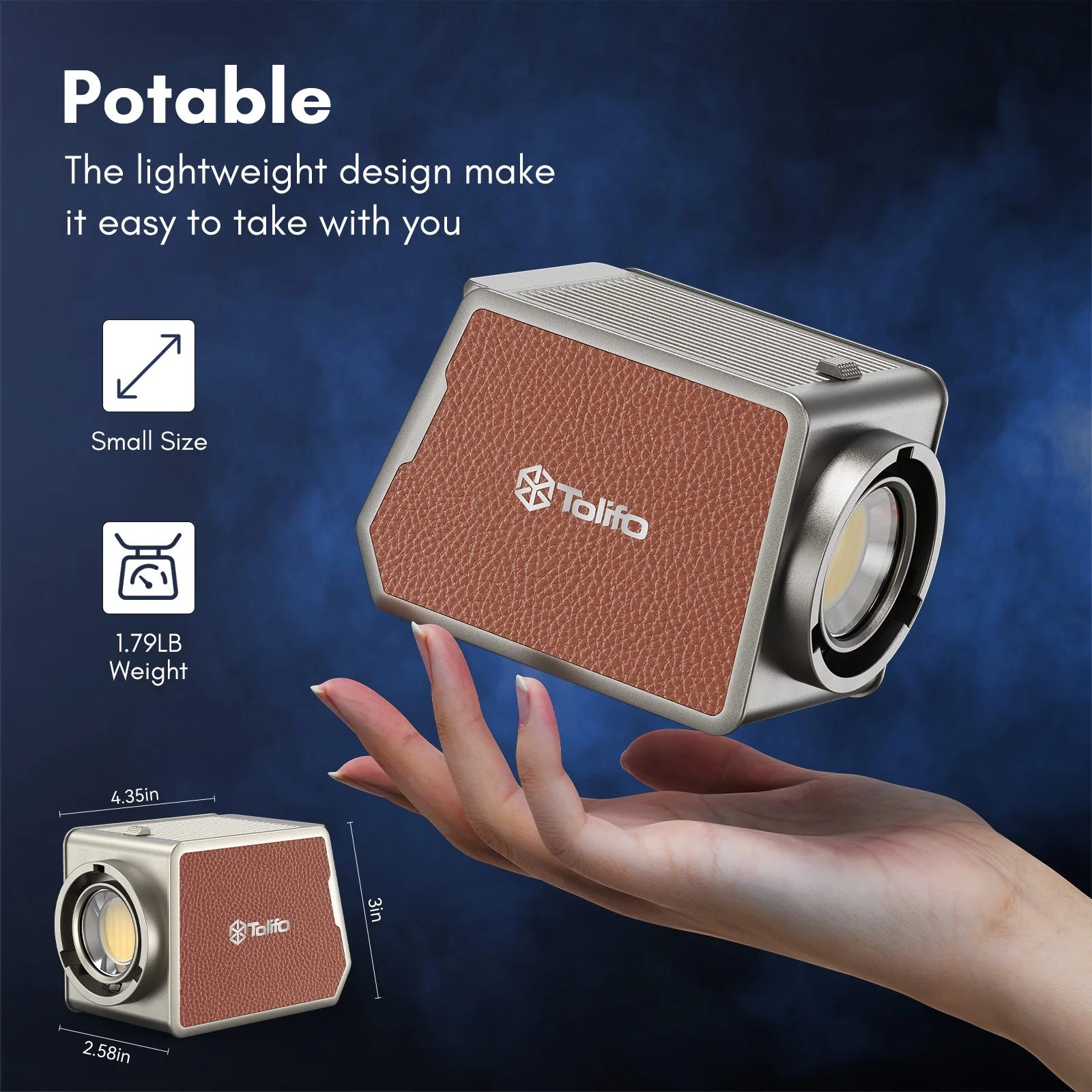 Gambar produk Tolifo Lampu Palm LED Bowens Video Light Bi-Color 2700-6500K 100W - PL-100B