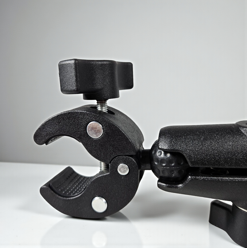 PINGWEN Clamp Bracket Dual Head Handlebar Selfie Stick Holder - PG23 Gambar produk PINGWEN Clamp Bracket Dual Head Handlebar Selfie Stick Holder - PG23