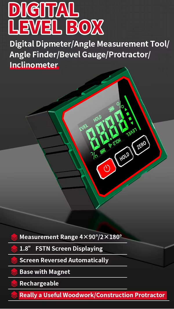 Gambar produk Shunmaii Inclinometer Digital Alat Ukur Kemiringan Magnetik 400mA - JC100