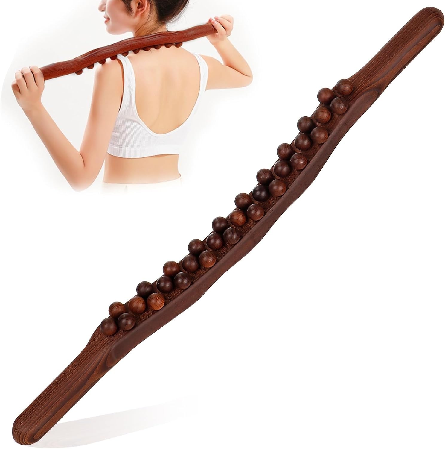 Gambar produk UOEO Alat Pijat Kayu Tongkat Massage Exercise Stick 31 Beads - U-31