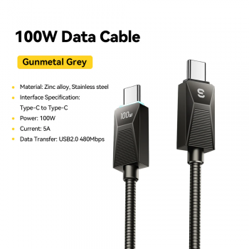 Gambar produk ESSAGER Kabel Data USB Type C Multifungsi Fast Charging 100W 1M