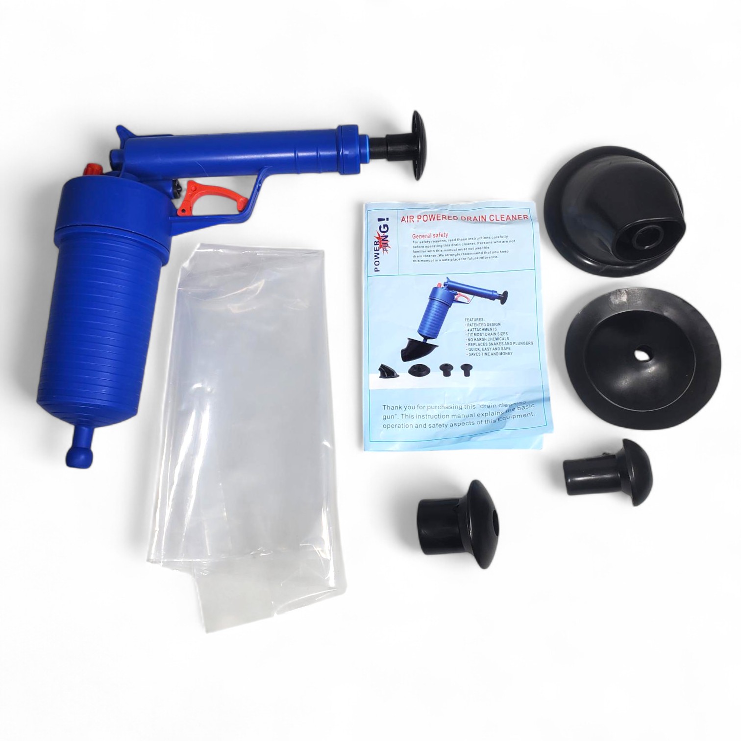 Gambar produk Auger Pompa Sedot Saluran WC Ledeng High Pressure Air Drain Plunger - JJ63010
