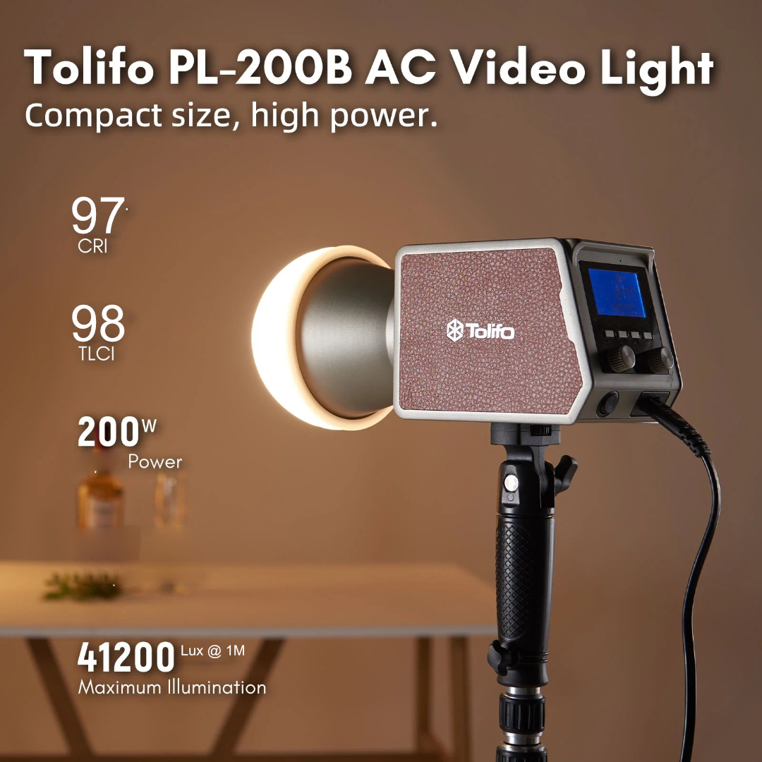 Gambar produk Tolifo Lampu Palm LED Bowens Video Light Bi-Color 2700-6500K 200W - PL-200BAC