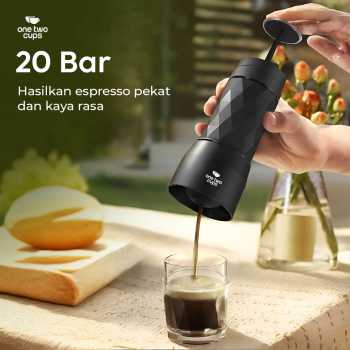 One Two Cups Hand Press Mini Espresso Coffee Maker 3in1 20 Bar 120ml - HS-8439 Gambar produk One Two Cups Hand Press Mini Espresso Coffee Maker 3in1 20 Bar 120ml - HS-8439