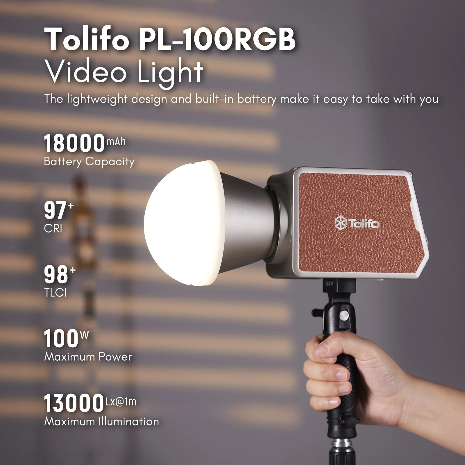 Gambar produk Tolifo Lampu Palm LED RGB Bowens Video Light 2700-6500K 100W - PL-100RGB