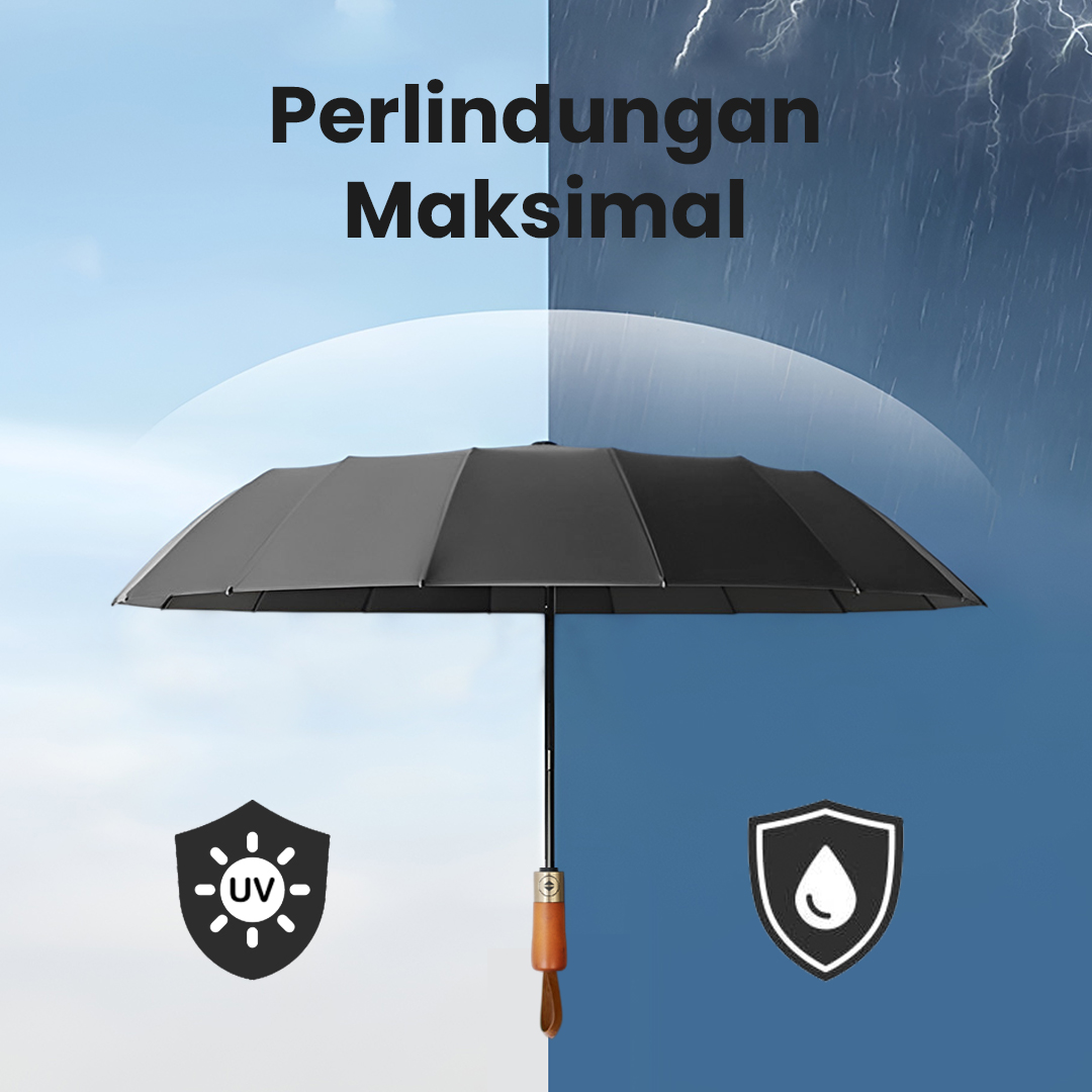 PARACHASE Payung Lipat Buka Tutup Otomatis Polos Windproof 12 Bone - PC001 Gambar produk PARACHASE Payung Lipat Buka Tutup Otomatis Polos Windproof 12 Bone - PC001