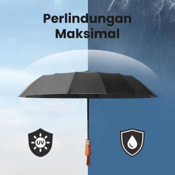 PARACHASE Payung Lipat Buka Tutup Otomatis Polos Windproof 12 Bone - PC001 Gambar produk PARACHASE Payung Lipat Buka Tutup Otomatis Polos Windproof 12 Bone - PC001